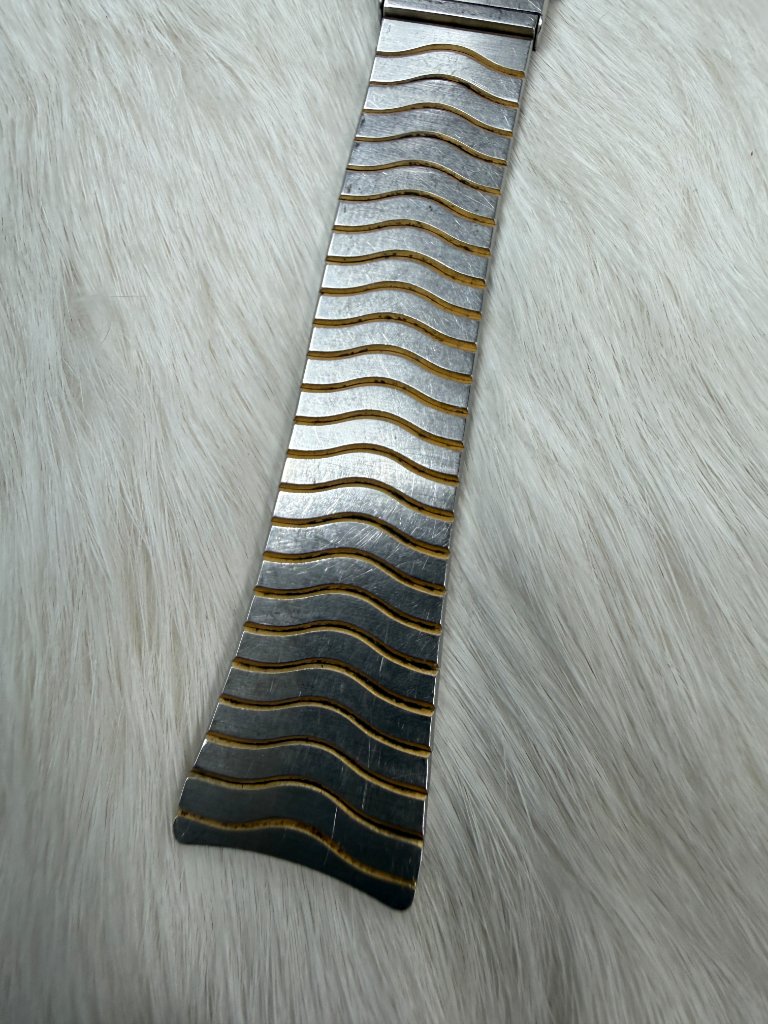 Vintage Ebel Stainless Steel & 24k Yellow Gold Electroplated Trim Wave Watch Ban — image 3 of 8